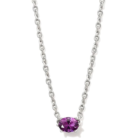 Kendra Scott Cailin Silver Pendant Necklace in Purple Crystal