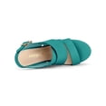 thumbnail image 4 of BLISSFUL STEP Women's Sandals Platform Heels Ankle Strap Wedges Sandals Lake Green 9, 4 of 7