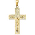 thumbnail image 3 of 14K Yellow Gold Textured Swirl Design Crucifix Charm - 36.9mm, 3 of 6