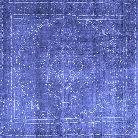 Ahgly Company Machine Washable Indoor Square Persian Blue Traditional Area Rugs, 6' Square