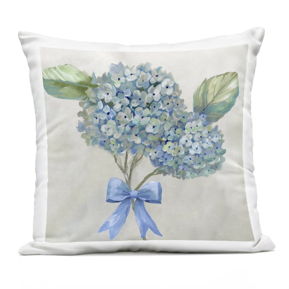 Stupell Industries Hydrangea Beauty & Bow Outdoor Printed Pillow design by Nan, 18 x 7 x 18