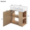 thumbnail image 6 of Noble House 21.6" Floating Bathroom Vanity with Ceramic Sink, Right Side Storage, Wave Door & Black Handle, Wood, 6 of 10