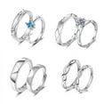 thumbnail image 4 of Women Adjustable Open Ring Heart Bow Wave Design Copper Electroplated Micro Zircon Inlaid Anniversary Couple Ring, 4 of 6