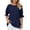 Dark Blue, variant on HAiming Puff Short Sleeve Tops for Women Fashion Solid Color Summer Crewneck Tunic Shirts Casual Loose Business Blouse