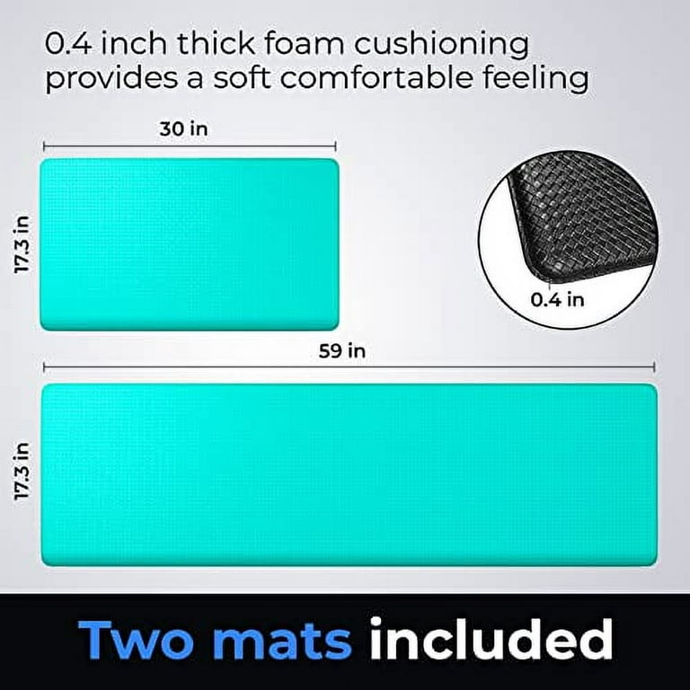 Homergy Anti Fatigue Kitchen Mats for Floor 2 PCS, Memory Foam Cushioned  Rugs, Comfort Standing Desk Mats for Office, Home, Laundry Room, Waterproof  & Ergonomic, 17.3×30.3 & 17.3×59, Black & White - Yahoo Shopping