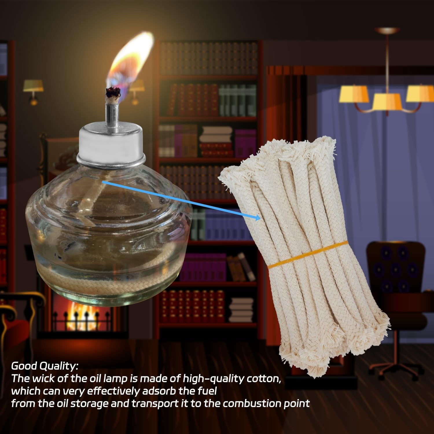 25 Pack 1/2" Round Cotton Oil Lamp Wick for Tiki Torch Wicks, Wicks Candle Lamp, Lampberger Kerosene Lamp, Oil Lamp Wicks, Braided Cotton Wick, Candle Lamp