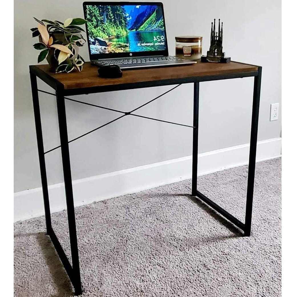 eHemco Multifunction Rectangular Home Office Writing Study Desk with Coffee Top and Black Legs