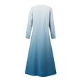 thumbnail image 5 of pstuiky Dresses for Women, Women Cotton and Linen Dress Long Sleeve Crew Neck Dress Printed Dress and Ankle Dress Casual Holiday Dress with Pockets Leisure Sky Blue L, 5 of 5