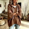 thumbnail image 4 of Lumtrix Women's Oversized 3/4 Sleeve Sweatshirt Loose Fit Drawstring Shirt Lightweight Casual Fall Outwear Coffee XL, 4 of 4