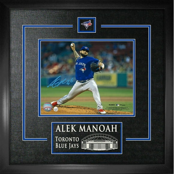 Alek Manoah Photo Signé Encadrée Toronto Blue Jays 8x10 Bleu Wind Up