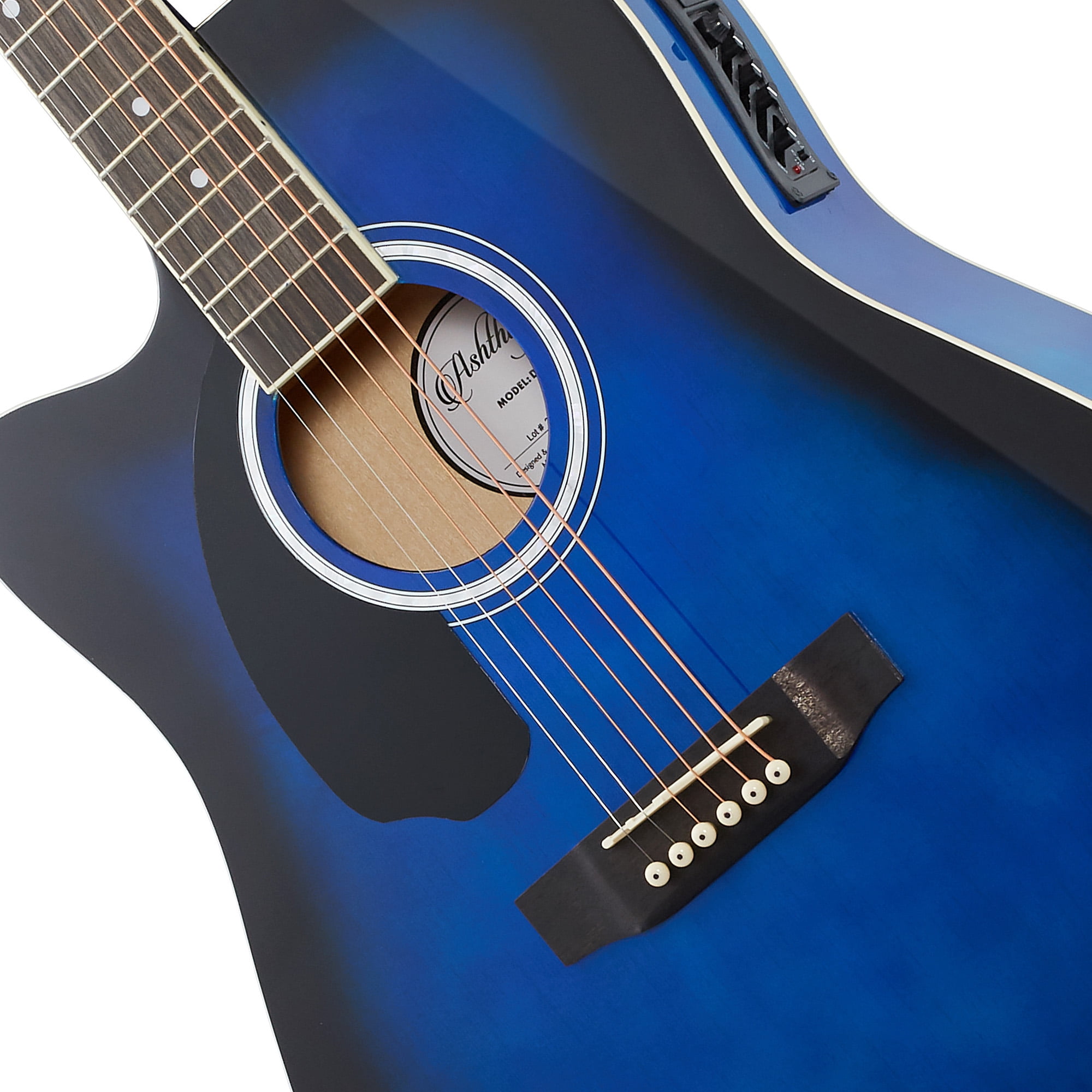 Ashthorpe Left Handed Cutaway Dreadnought Acoustic Electric Guitar with 10-Watt Amp, Blue