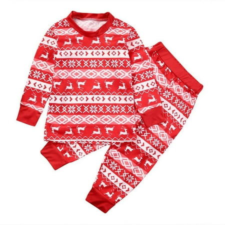 

Christmas Family Pajamas Matching Sets Classic Elk Xmas Clothes Soft Outfit Sleepwear Red Child 5T