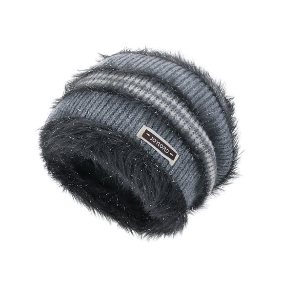 UTSJKR Women Oversized Knit Wool Turban Earflap Slouchy Hat, Soft Elastic Comfortable Wear, Fashion Versatile Cold Resistant Headwear for Ladies Gray