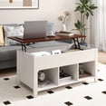 thumbnail image 4 of Patiojoy Height Adjustable Wood Table Coffee Desk Teapoy Hidden Compartment for Office, 4 of 10