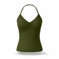 thumbnail image 5 of Tqcoqu Camisole with Built in Bra for Women,V neck Halter Tank Tops Fit Undershirts,Army Green Women's S-XXL, 5 of 10