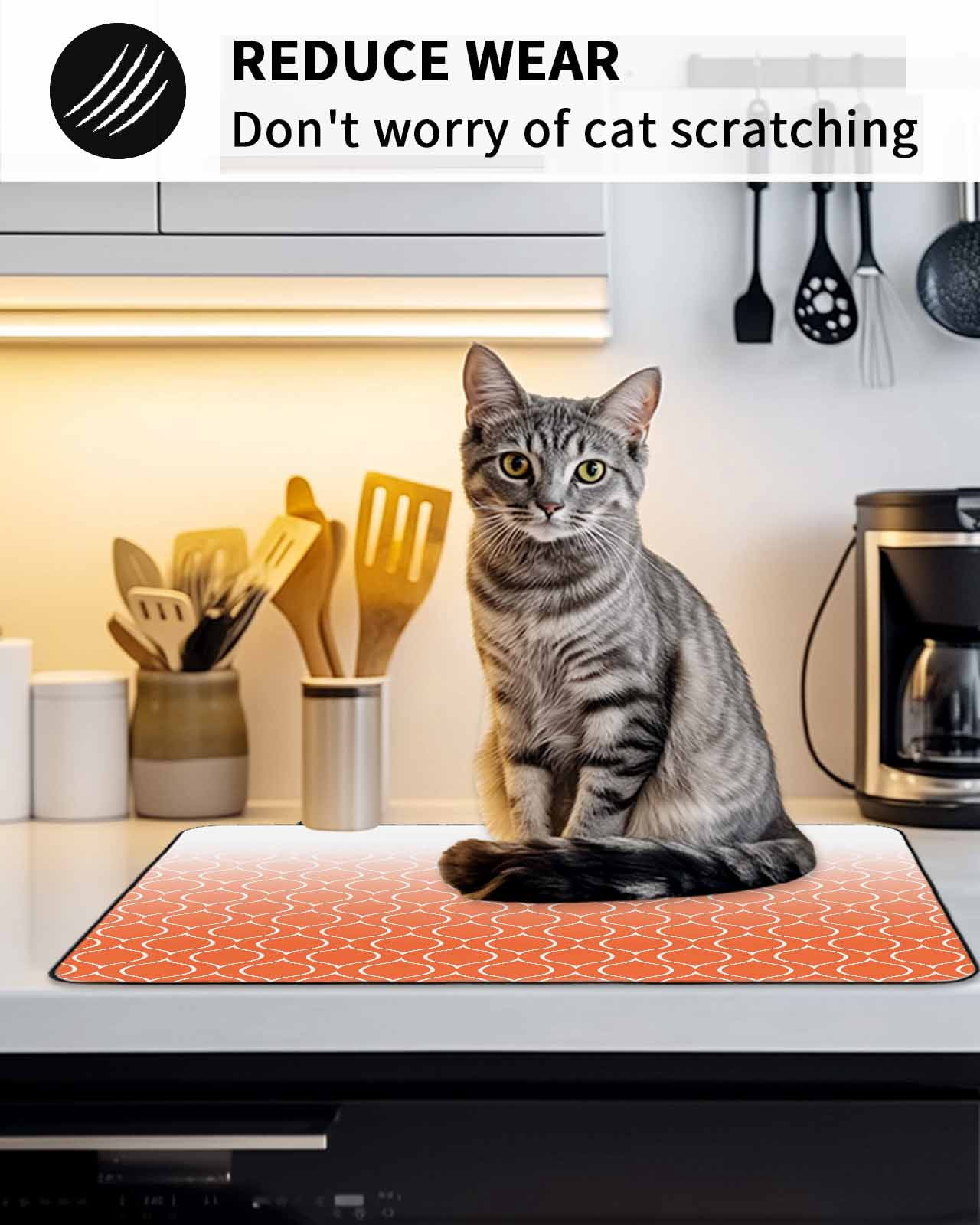 Stove Top Covers for Electric Stove, Morocco Orange Glass Stovetop Cover Protector, Modern Geometric Gradient Simple Induction Cooktop Protector Oven Mat for Kitchen Countertop 24"x21"