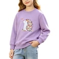 thumbnail image 2 of Toddler Girls Cotton Graphic Sweatshirt Casual Cute Crewneck Fall Winter Long Sleeve Kids Pullover Tops Purple 7 T, 2 of 8