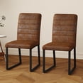 thumbnail image 2 of StnTalk Dining Chairs Set of 2, Brown Faux Leather Kitchen Chairs with Thick Padded Seat, Armless Side Chairs with Metal Legs for Apartment & Small Dining Spaces, 2 of 7