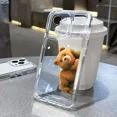 thumbnail image 1 of Cartoon Bear Transparent Phone Case For iPhone 15 14 13 12 11Pro Max Mini XS X XR 7 8 Plus SE2022 Luxury Shockproof Soft Cover Transparent C341 iPhone 12 Pro, 1 of 6