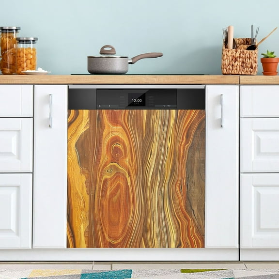 Abstract Wood Grain Dishwasher Magnet Refrigerator Magnetic Cover Washing Machine Magnet Sticker for Home Kitchen Decoration