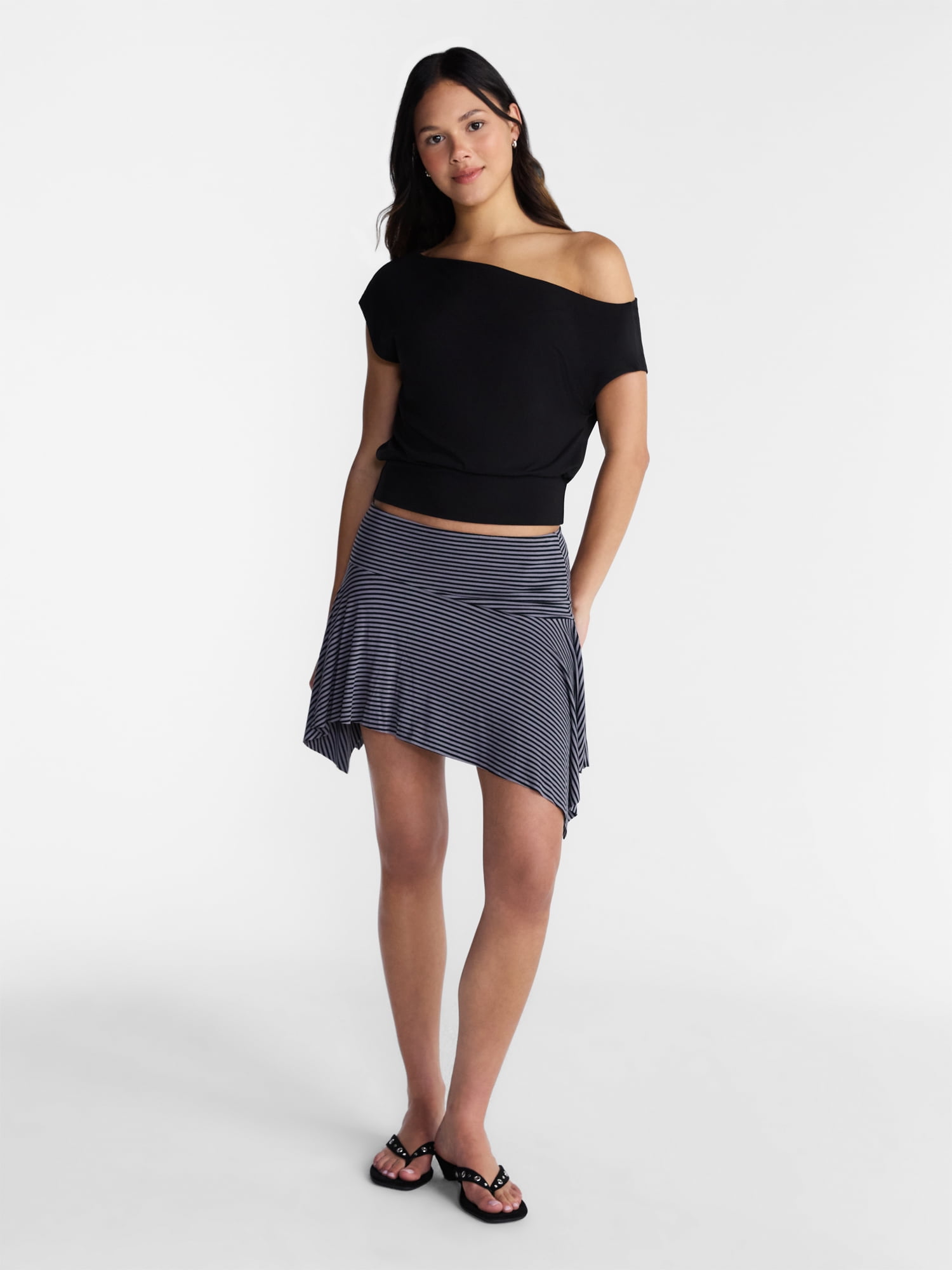 No Boundaries Asymmetrical Mini Skirt, Women’s XXS-XXL