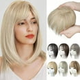 thumbnail image 1 of LEHOZIHEQ Women's Natural Wig, Short Wig With Bangs Wig With Temples, Synthetic Wig, Breathable Hand Tied Craft Big Coverage Hairpieces, 1 of 1