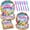 96pcs flamingo birthday, variant on 72PCS Hawaiian Luau Plates and Napkins, 24set Aloha Birthday Party Supplies | Luau Disposable Paper Plates for Summer Birthday Party Decorations, Tropical Floral Themed Party Dinnerware Supplies