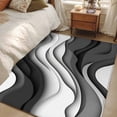 thumbnail image 5 of Black Grey Ombre Large Area Rugs for Bedroom Living Room, Non Slip Carpet Bedside Rug, Moire Modern Aesthetics Geometric Abstract Rectangular Floor Cover Kitchen Accent Rug 4'x6' for Dining/Office, 5 of 9