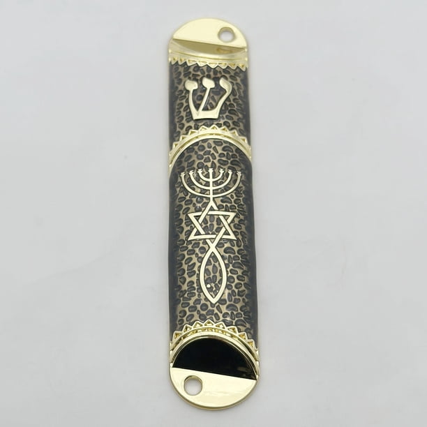 Caja de Mezuzá para puerta de 10,6 cm, decoración de puerta delantera, símbolo de prosperidad, regalo Judaica hecho a mano para puerta de oficina en Negro