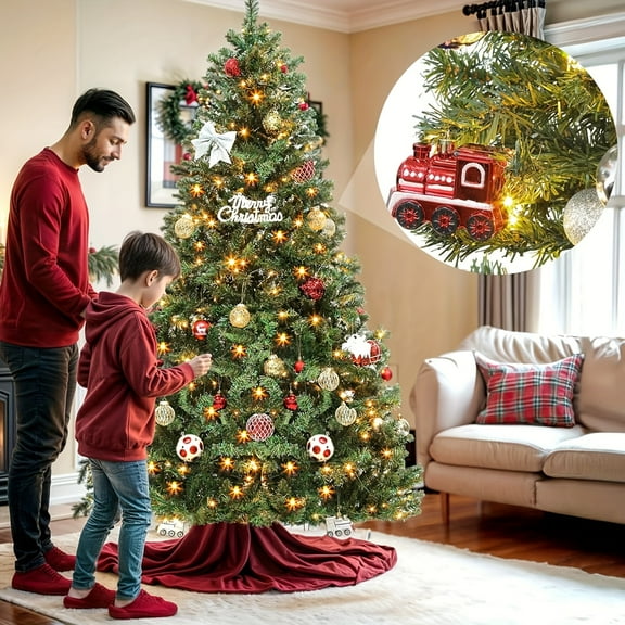 ​​"7ft Premium Artificial Christmas Tree - 1000 PVC Branch Tips with Metal Hinges & Foldable Base - Indoor/Outdoor Use"​​