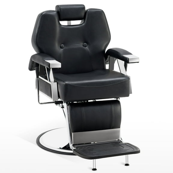 BarberPub Heavy Duty Recline Barber Chair All Purpose Hydraulic Salon Chairfor Hair Stylist Spa Beauty Shampoo Black 2801