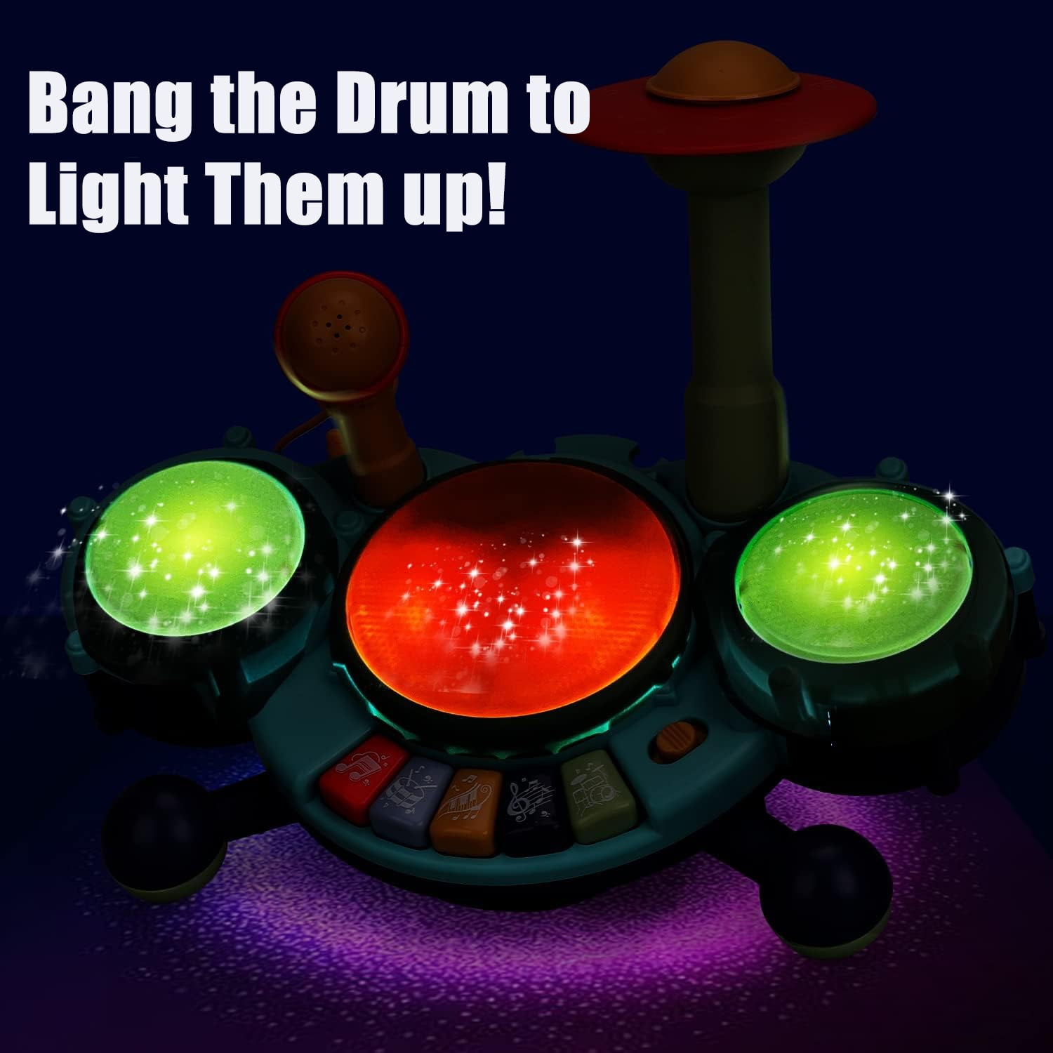 Adofi Jazz Drum Set Musical Toys for Toddlers 2-3, Kids Drum Set Musical Instruments Toys for Babies 2 Year Old , Ideal Birthday Blue