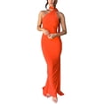 thumbnail image 1 of Mialoley Robe Longue pour Femmes, Sans Manches Col Halter Ajustée Robe Cocktail Robe d'Été pour Fête, 1 of 6