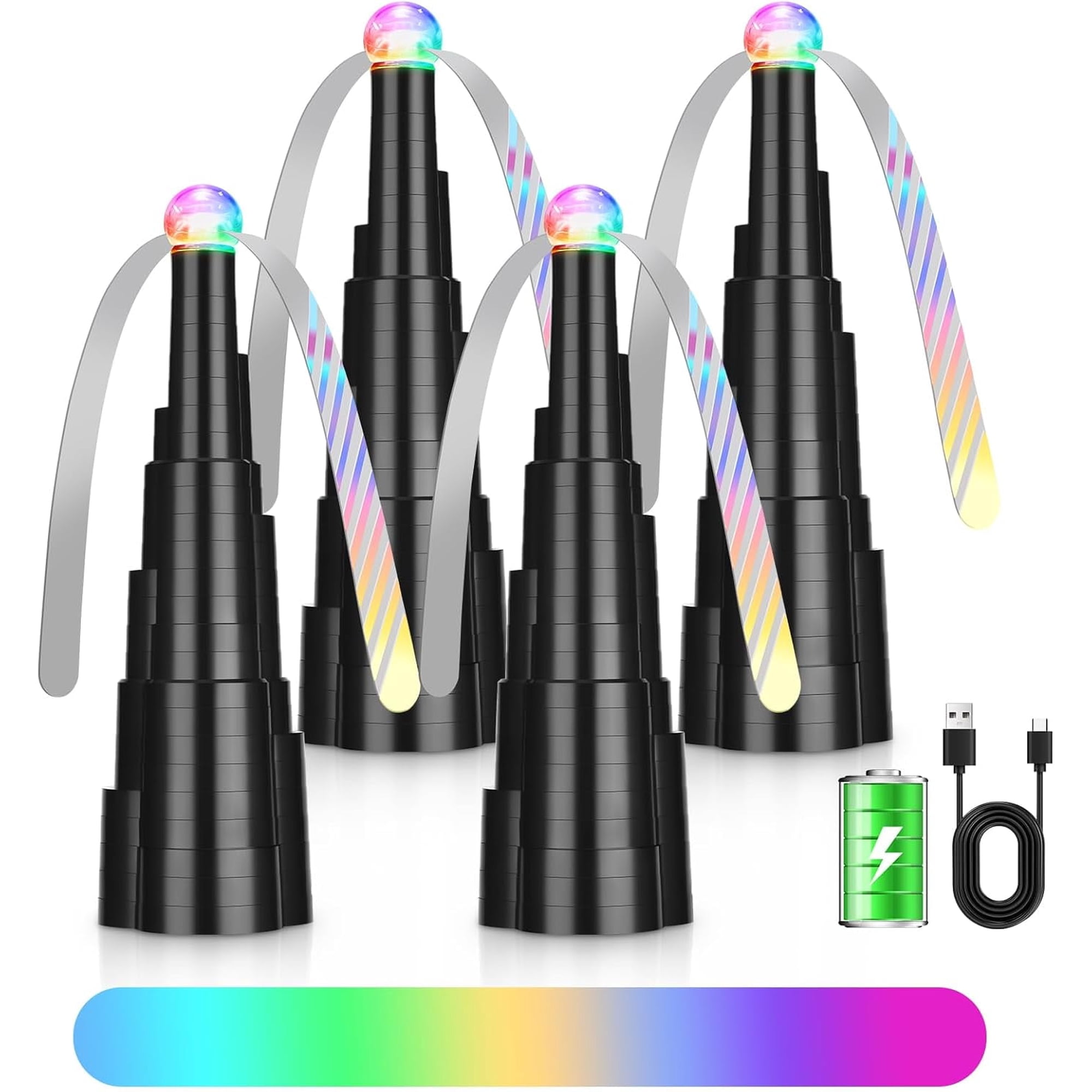 4-Pack Rechargeable Fly Fans for Tables, With LED Light, Safe & Foldable Indoor Outdoor Fly Fan for Dining, Parties & Picnics