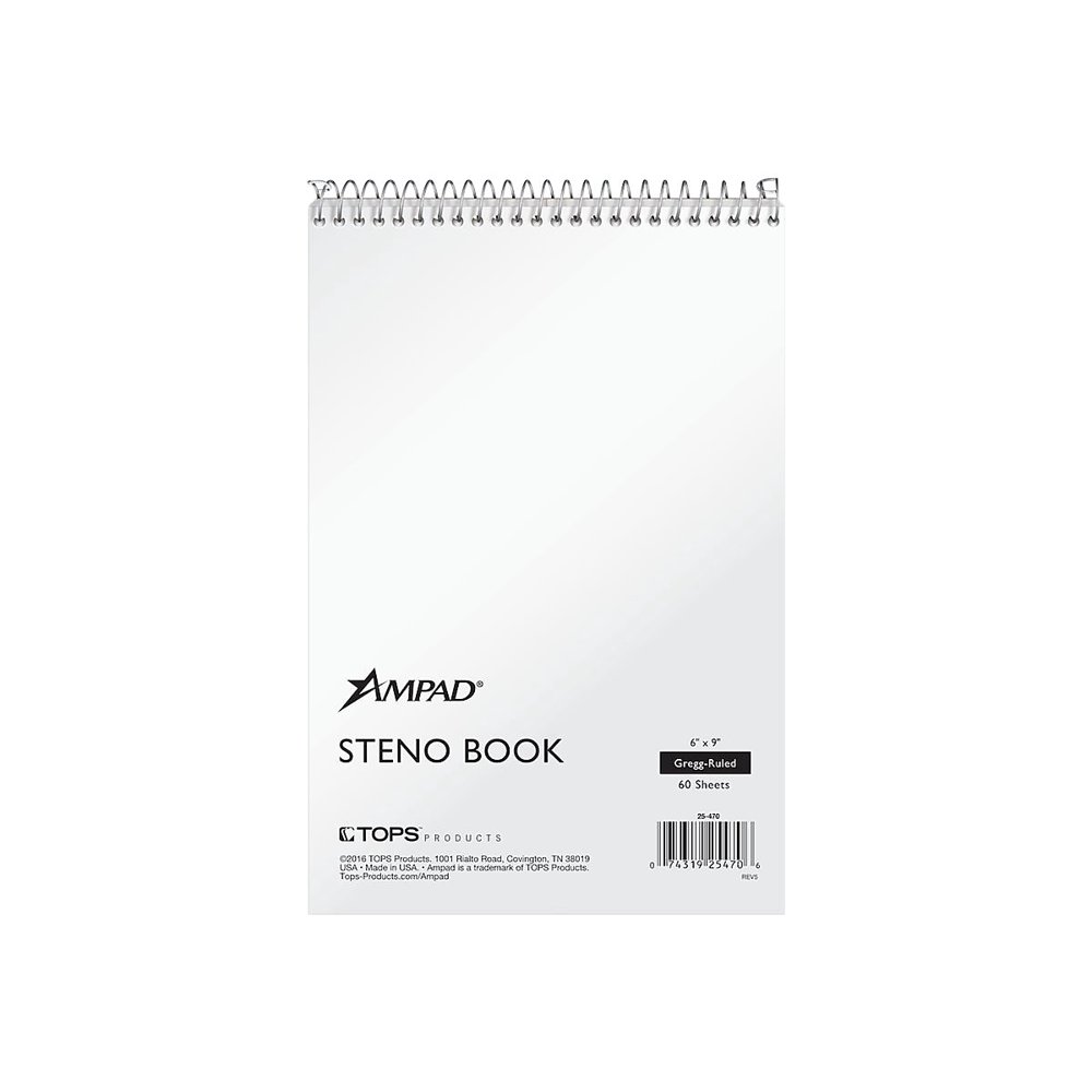 Ampad Steno Pad 6" x 9" Gregg White 60 Sheets/Pad (TOP 25470