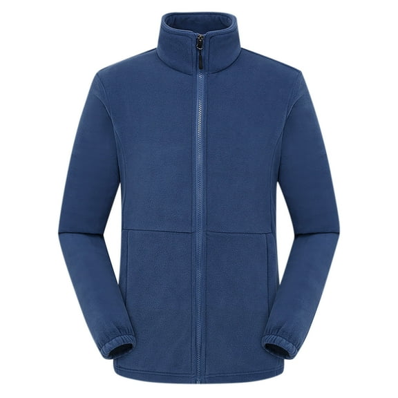IYTR Men's Zip Up Fleece Jacket Long Sleeve Outdoor Warm Coats Fashion Casual Hiking Jackets with Pockets Outwear (Blue,XL)