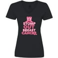 thumbnail image 3 of Inktastic Stomp Out Breast Cancer with Pink Cowgirl Boots Women's V-Neck T-Shirt, 3 of 5
