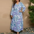 thumbnail image 2 of Plus Size Floral Maxi Dress for Women Long Sleeve V Neck Boho Casual Loose A Line Flowy Summer Dresses, 2 of 4