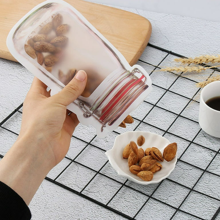 10 Pcs Mason Jar Zipper Bags, Reusable Airtight Zip Lock Food