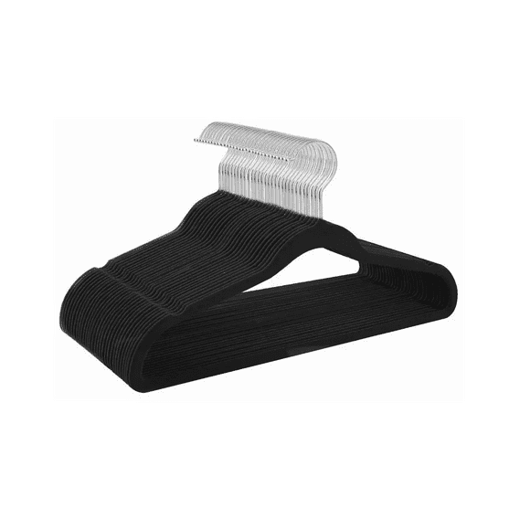 Juego De 20 Perchas Antideslizantes Terciopelo Negro