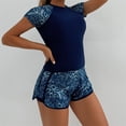 thumbnail image 6 of Women 2 Piece Rushguard Swimsuit Quick Dry Short Sleeve Swimwears with Boyshorts, 6 of 20