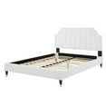 thumbnail image 3 of Platform Bed Frame, Full Size, Velvet, White, Modern Contemporary Urban Design, Bedroom Master Guest Suite, 3 of 10