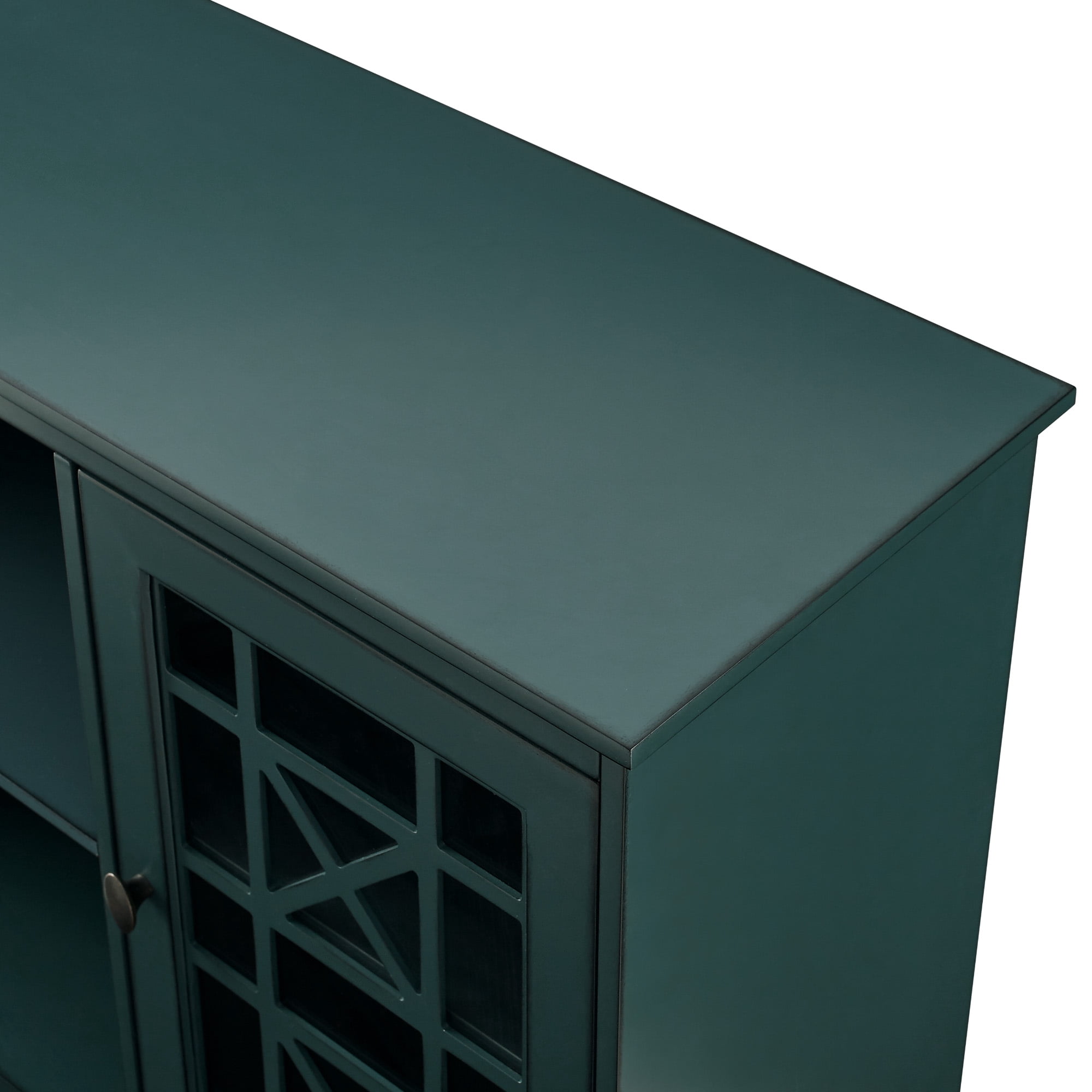 Manor Park 60" Transitional 2 Fretwork Door TV Stand, Antique Dark Teal