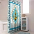 thumbnail image 6 of Shower Curtains Nautical Blue Anchor Bath Curtain Geometric Striped Rope Waterproof Bathroom Shower Curtain Set with Hooks Decoration 72 x 72 Inches, 6 of 7