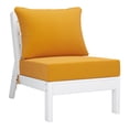 thumbnail image 3 of WestinTrends Avalon Outdoor HDPE Deep Seating Modular Armless Patio Chair with Patio Cushions, White/Yellow, 3 of 13