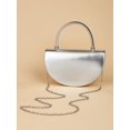 thumbnail image 6 of Women Silver Textured Half Moon Top Handle Handbag Elegant Evening Purse Fashion Party Wedding Bag, 6 of 7