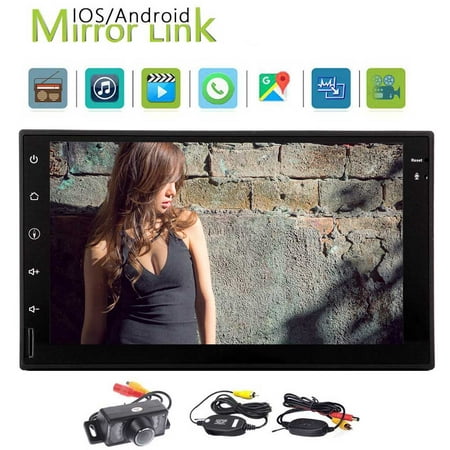 Upgraded Android 6.0 Marshmallow Quad Core 7 Inch Double DIN 2DIN Capacitive Touch Screen Car Stereo GPS Navigation Bluetooth Mirror Link WIFI 3G/4G FM/AM RDS Radio Media