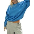 thumbnail image 3 of Seyurigaoka 2 Pcs Women's Casual Clothes Set Solid Color Long Sleeve Loose Sweatshirt/Hood Pullover + Shorts/Long Pants, 3 of 8