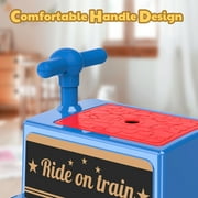 TOKTOO 12V Powered Ride on Toy Train for Kids, Ride on Train Locomotive & Train Carriage W/ Rubber Wheels, Storage Box-Blue
