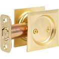 thumbnail image 2 of Contemporary Square Pocket Door Lock, Passage (Hall/Closet) Latch, 2-3/8" Backset, RCL, Satin Brass by Stone Harbor Hardware, 2 of 3